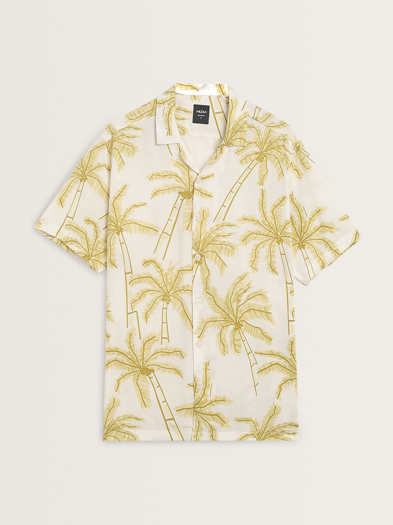 Nuon Yellow Botanical Design Relaxed-Fit Shirt