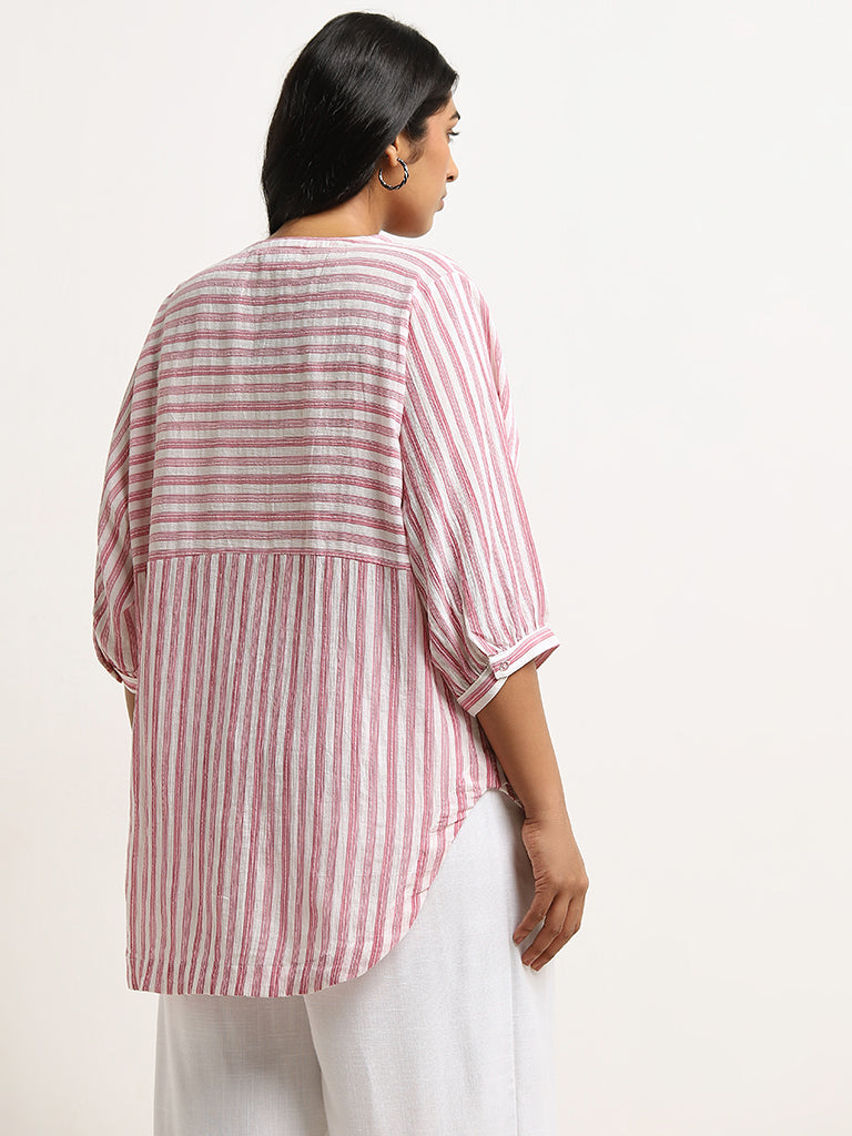 Gia Pink Striped Pattern Blouse