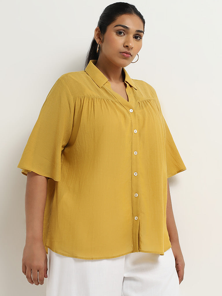 Gia Mustard Solid Cotton Shirt