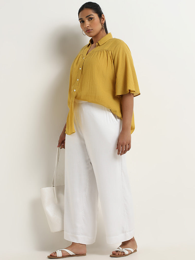 Gia Mustard Solid Cotton Shirt