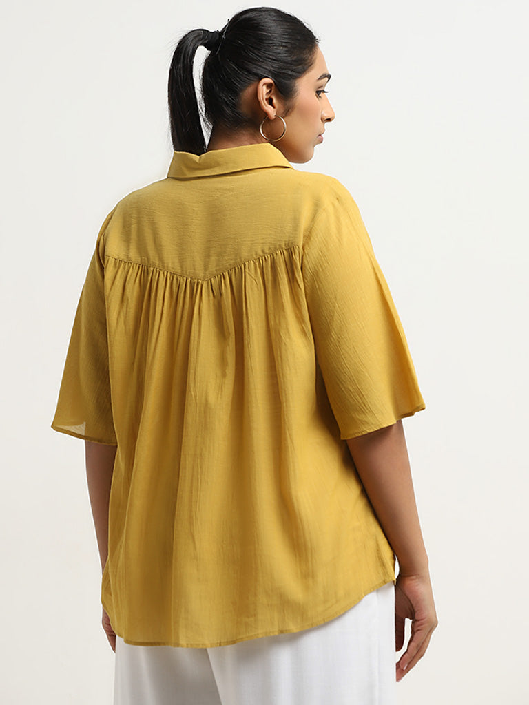 Gia Mustard Solid Cotton Shirt