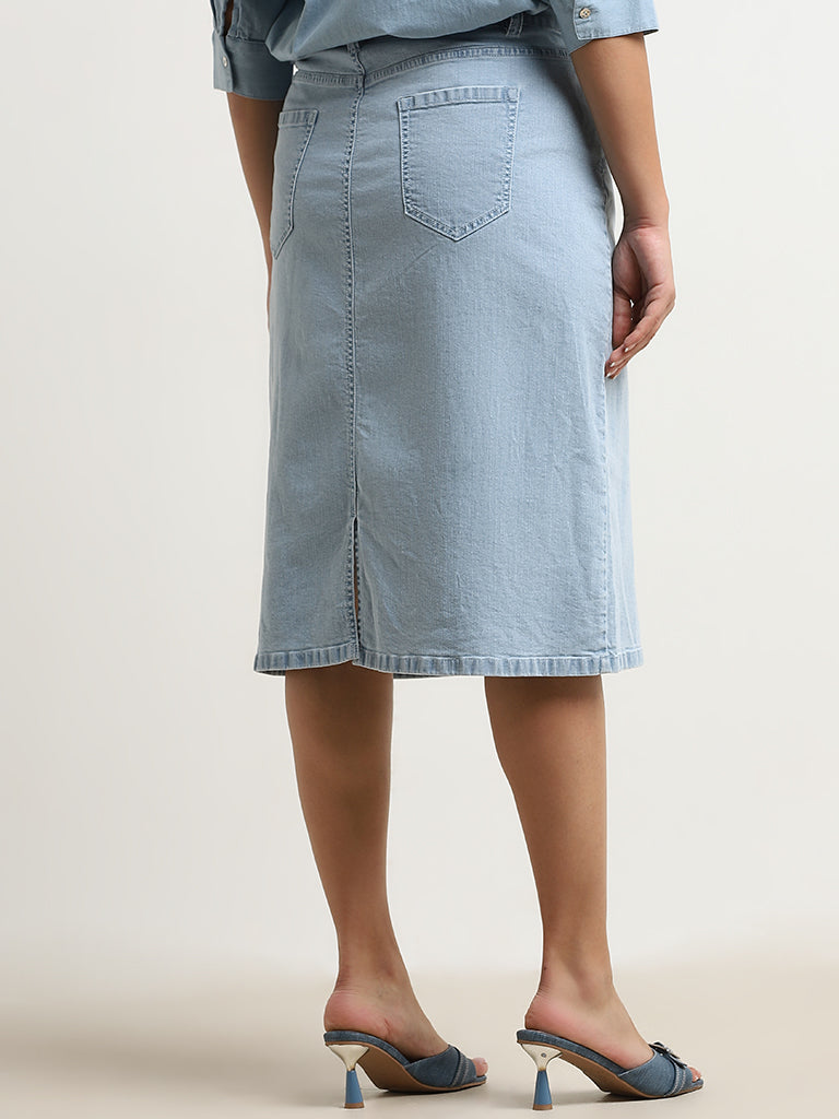 Gia Light Blue High-Rise Denim Skirt