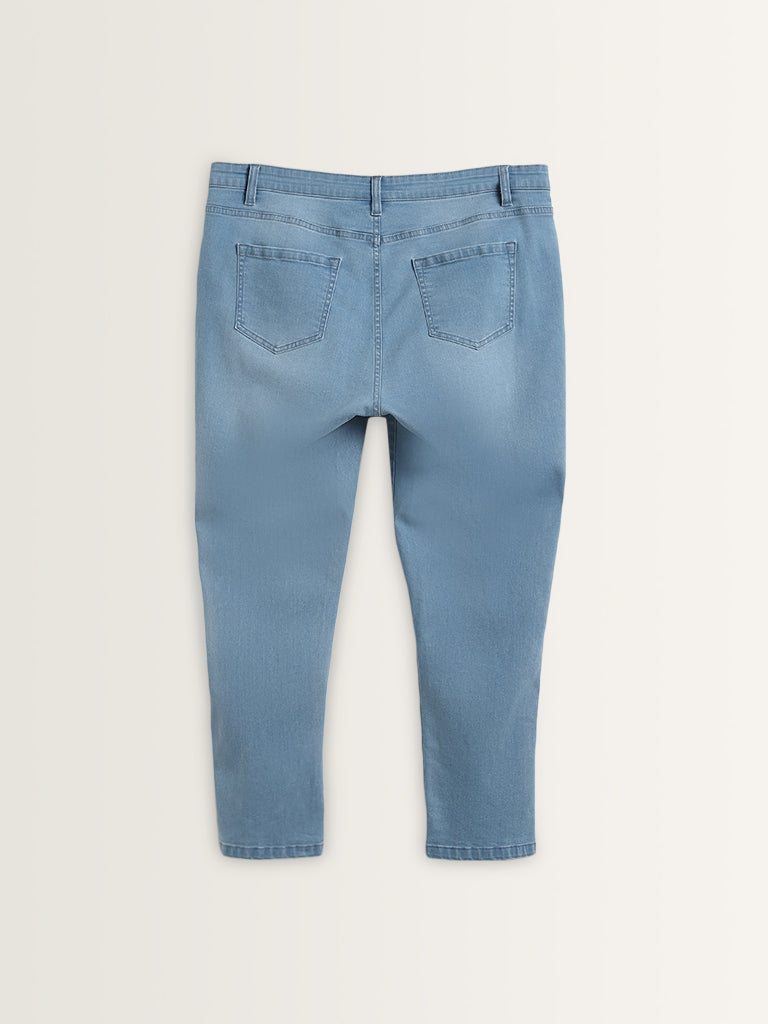 Gia Blue Seam-Detailed Mid Rise Slim - Fit Jeans