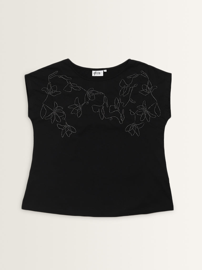 Gia Black Embellished T-Shirt