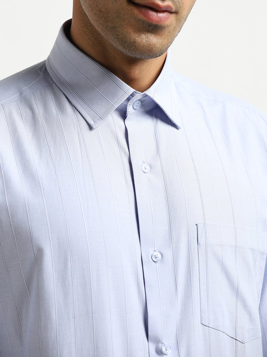 WES Formals Blue Pinstripe Design Relaxed-Fit Shirt