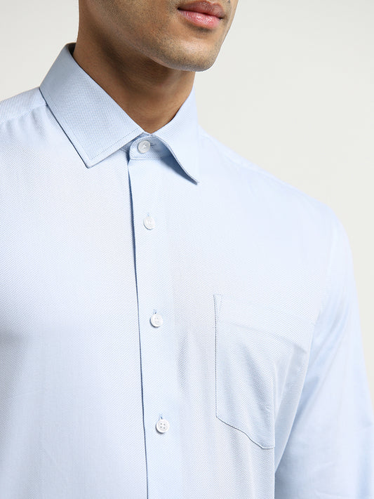 WES Formals Light Blue Solid Relaxed-Fit Shirt