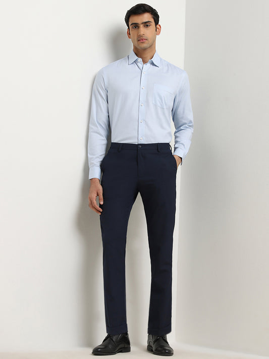 WES Formals Light Blue Solid Relaxed-Fit Shirt
