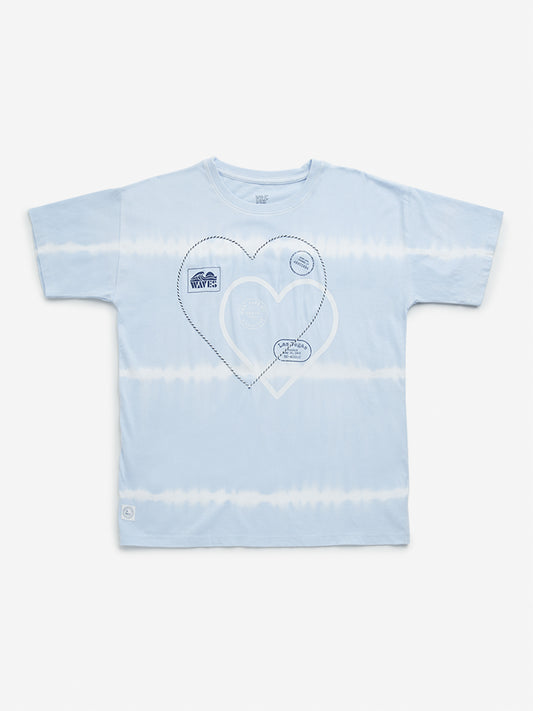 Y&F Kids Blue Tie-Dye Patterned Cotton T-Shirt