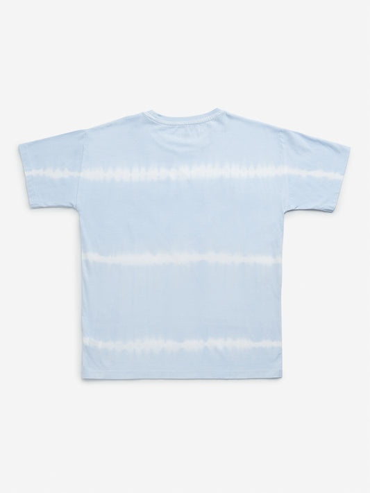 Y&F Kids Blue Tie-Dye Patterned Cotton T-Shirt