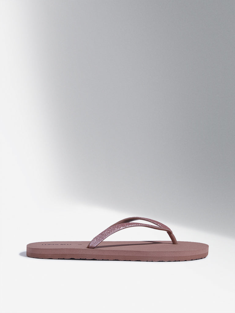 LUNA BLU Dusty Pink Shimmer Detailed Flip-Flop