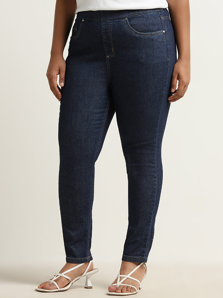 Gia Dark Blue Skinny-Fit Mid-Rise Jeggings