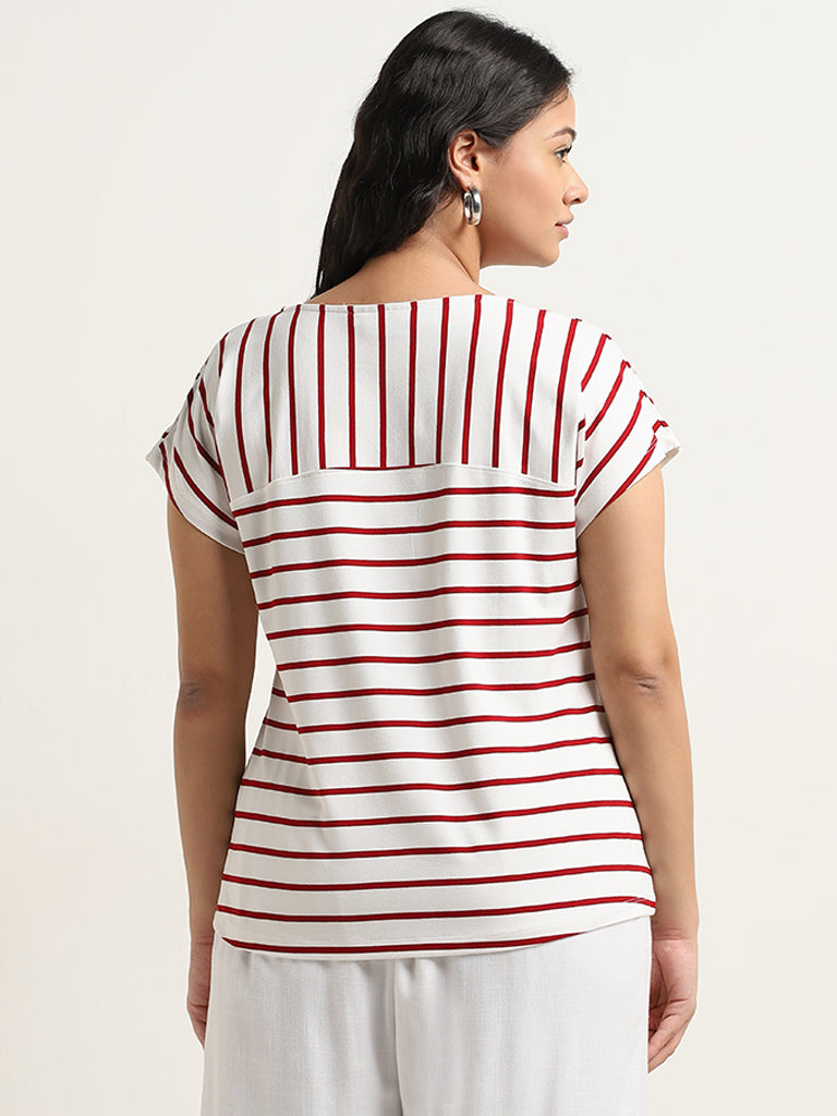 Gia Off-White Striped T-Shirt