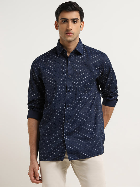 WES Formals Navy Relaxed-Fit Shirt