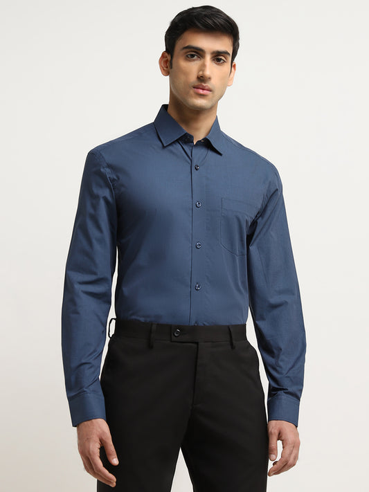WES Formals Indigo Relaxed-Fit Cotton Shirt