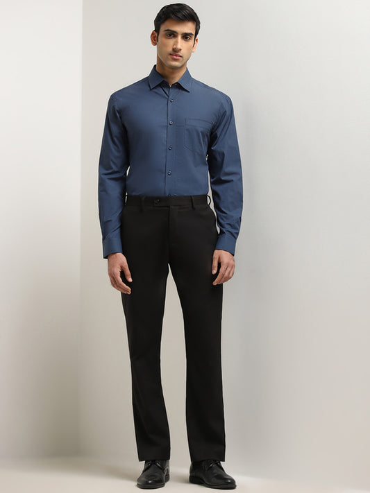 WES Formals Indigo Relaxed-Fit Cotton Shirt