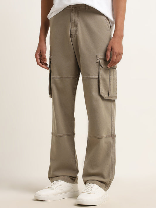 Nuon Taupe Mid - Rise Relaxed - Fit Cargo-Style Jeans