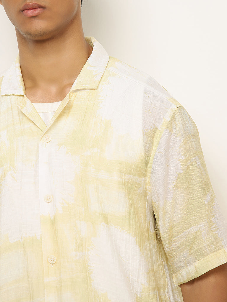 Nuon Yellow Abstract Printed Relaxed-Fit Shirt