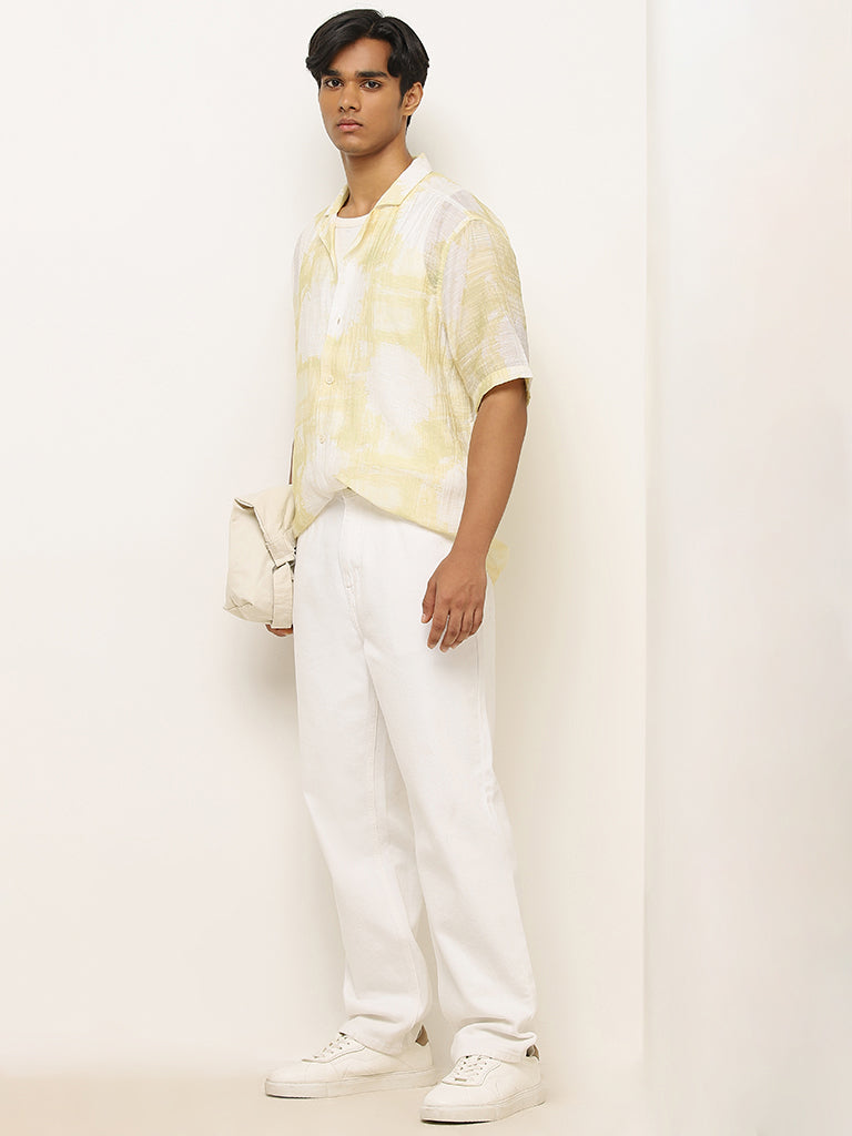 Nuon Yellow Abstract Printed Relaxed-Fit Shirt