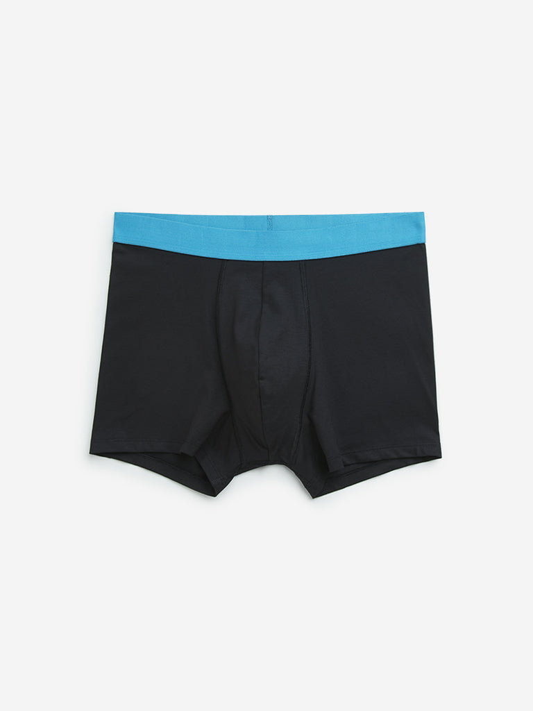 WES Lounge Black Solid Cotton Blend Trunks - Pack of 3