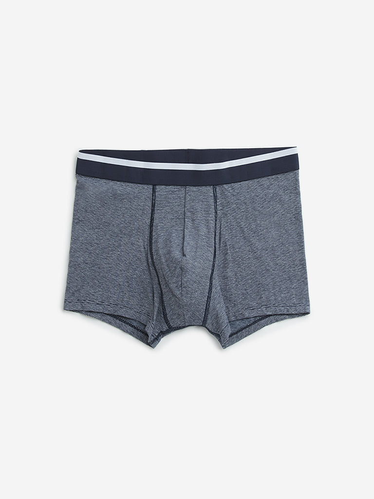 WES Lounge Navy Cotton Blend Trunks - Pack of 3