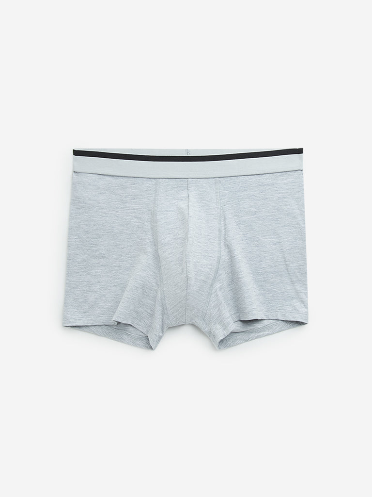 WES Lounge Grey Striped Cotton Blend Trunks - Pack of 3