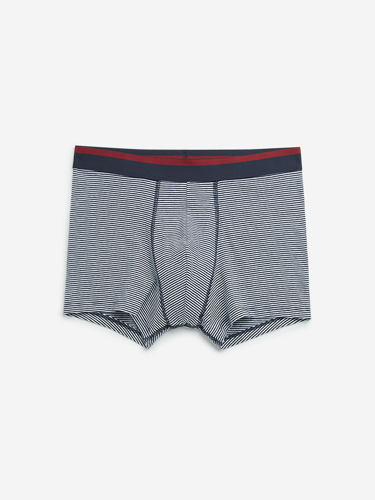 WES Lounge Red Striped Cotton Blend Trunks - Pack of 3