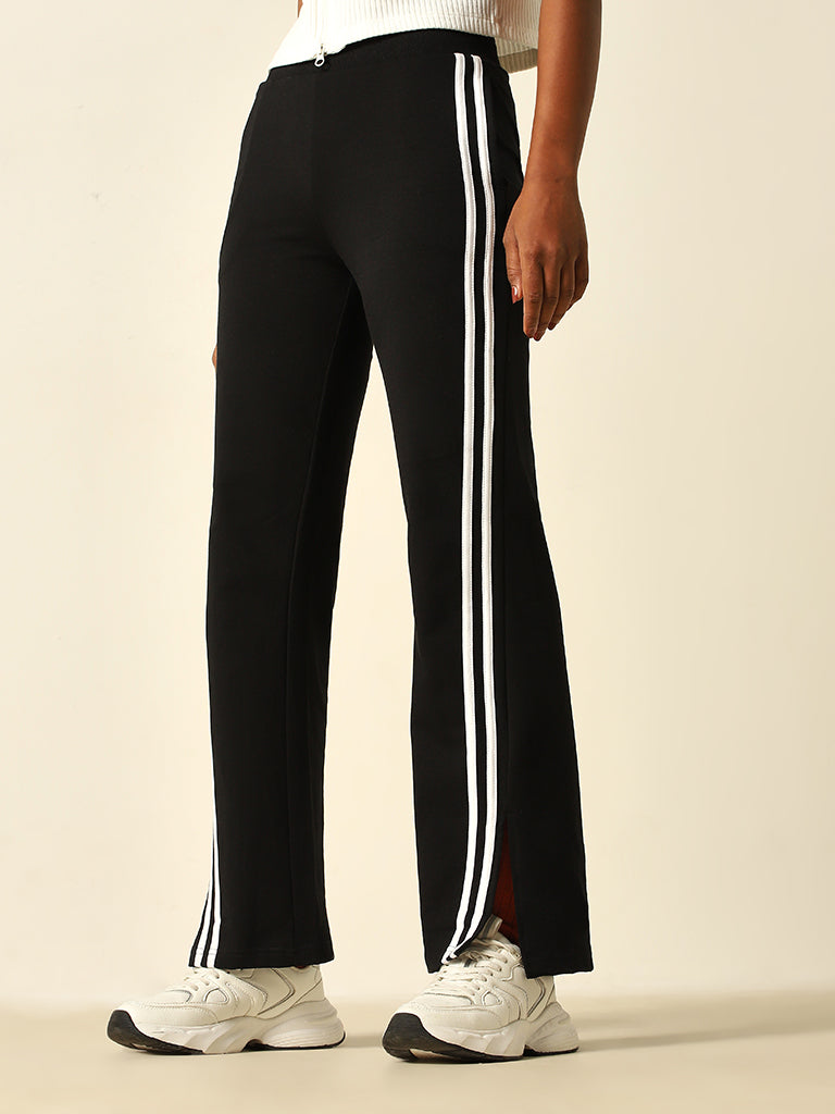 Buy Studiofit Black High Rise Track Pants from Westside