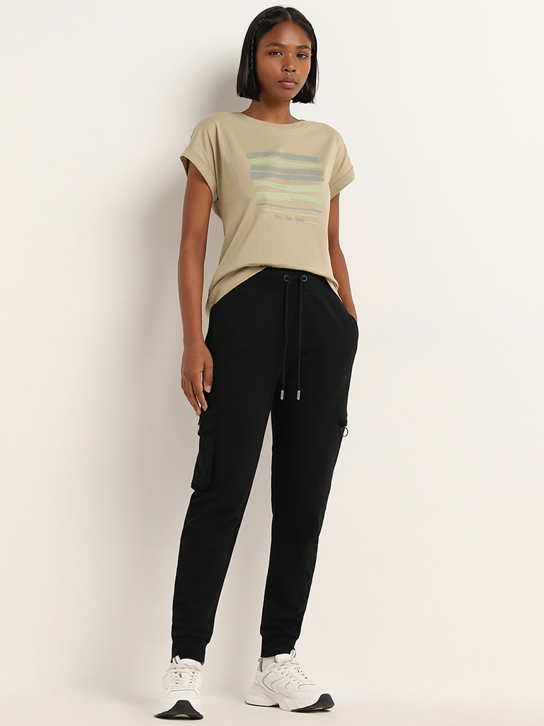 Studiofit Sage Stripe Patterned Cotton T-Shirt