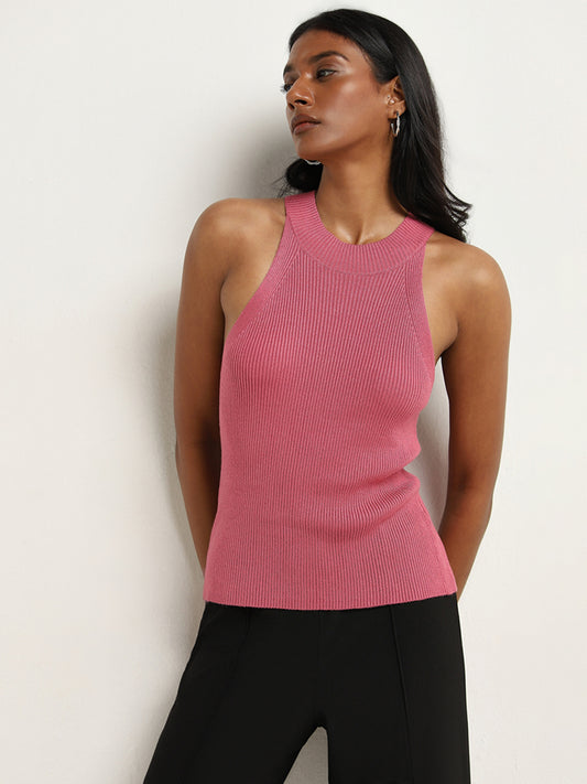 Wardrobe Dusty Pink Ribbed Textured Top