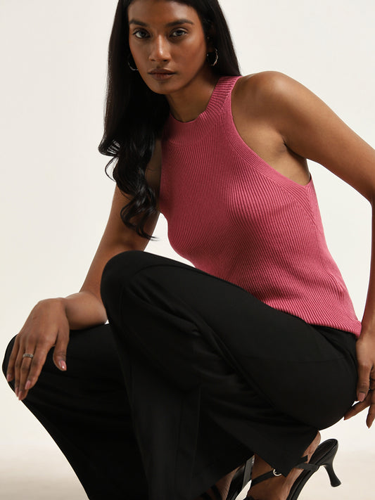 Wardrobe Dusty Pink Ribbed Textured Top