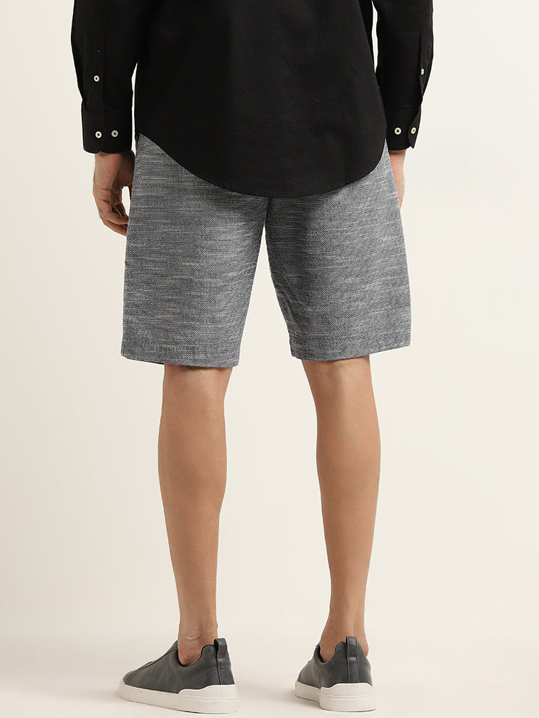 Ascot Grey Relaxed-Fit Mid-Rise Cotton Shorts