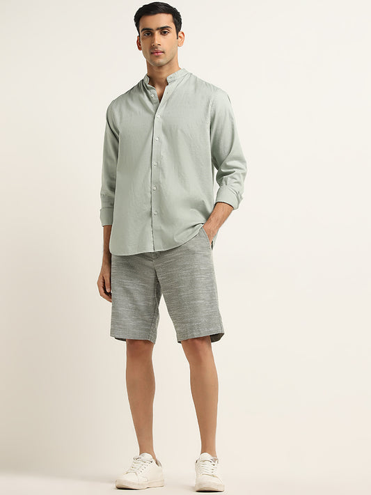 Ascot Sage Relaxed-Fit Mid-Rise Cotton Shorts
