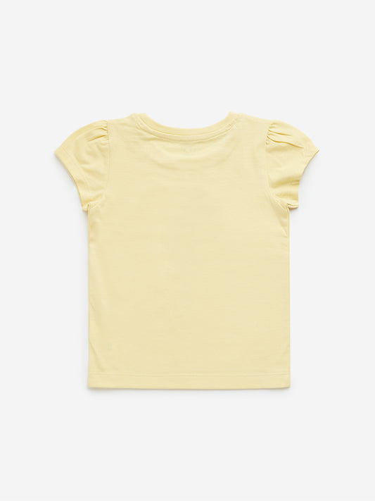 HOP Kids Yellow Ice-Cream Design Cotton T-Shirt