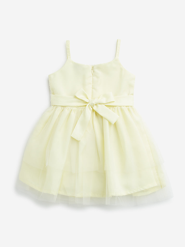 HOP Kids Yellow Lace Design Party Dress