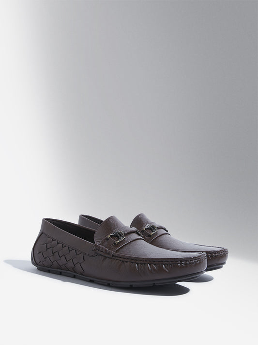 SOLEPLAY Dark Brown Woven-Textured Loafers