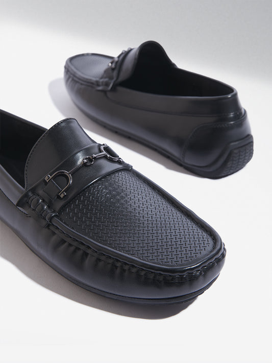 SOLEPLAY Black Textured Loafers