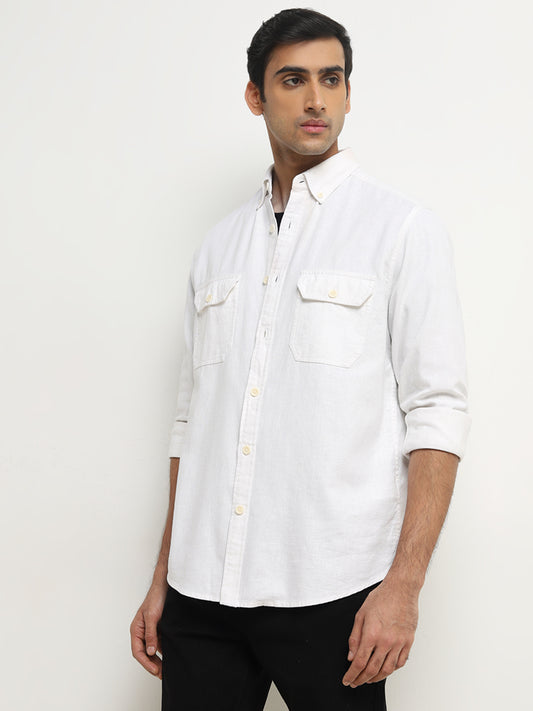 WES Casuals White Relaxed-Fit Shirt