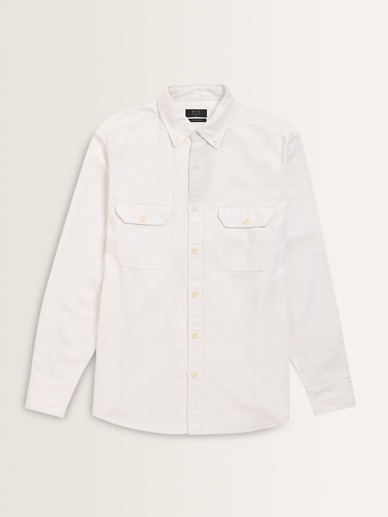 WES Casuals White Relaxed-Fit Shirt