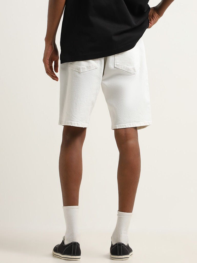 Nuon Off-White Relaxed-Fit Mid-Rise Denim Shorts
