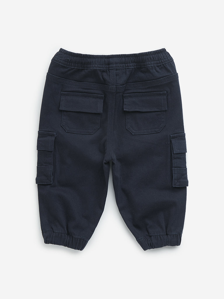 HOP Baby Navy Mid-Rise Cotton Blend Joggers