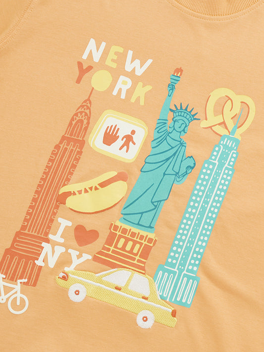 HOP Kids Orange New York Inspired Cotton T-Shirt
