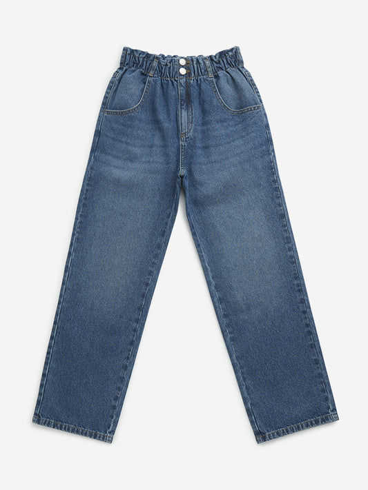 Y&F Kids Dark Blue Straight - Fit High - Rise Jeans