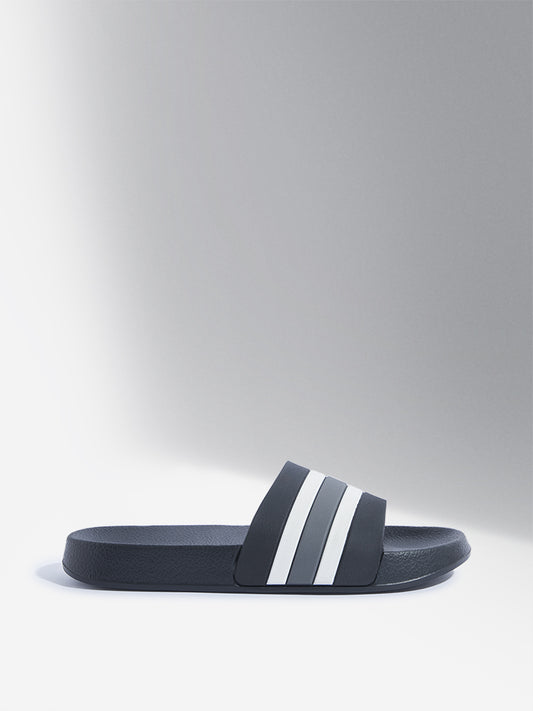 SOLEPLAY Black Striped Design Slides