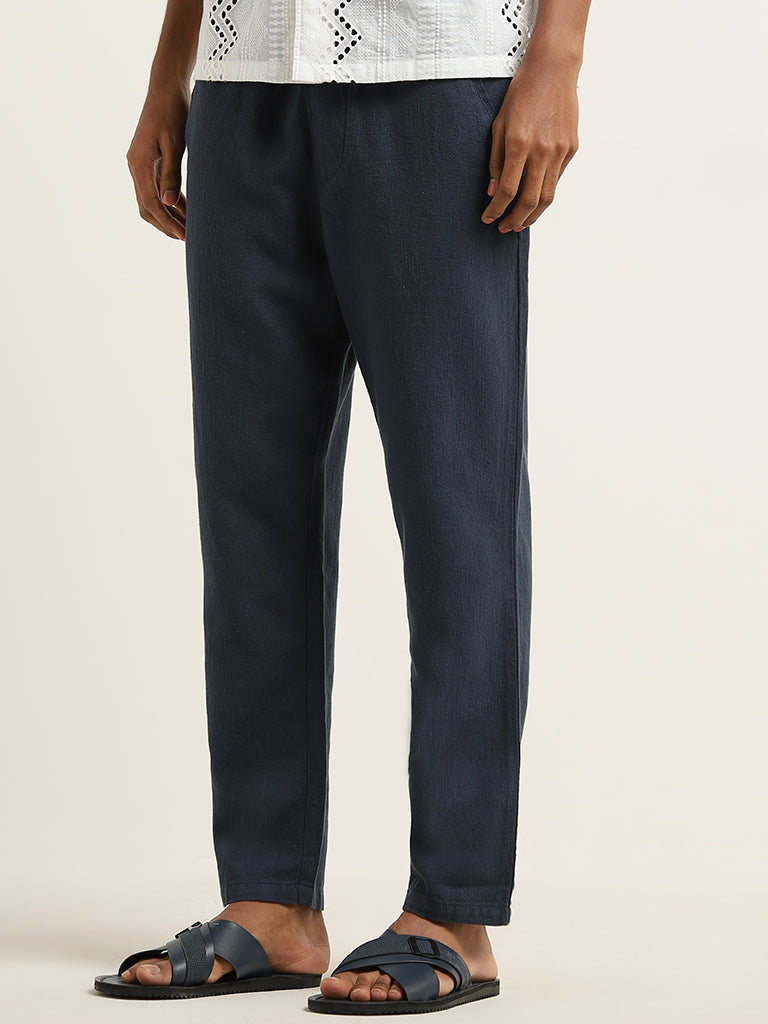 ETA Dark Blue Relaxed-Fit Mid-Rise Cotton Chinos