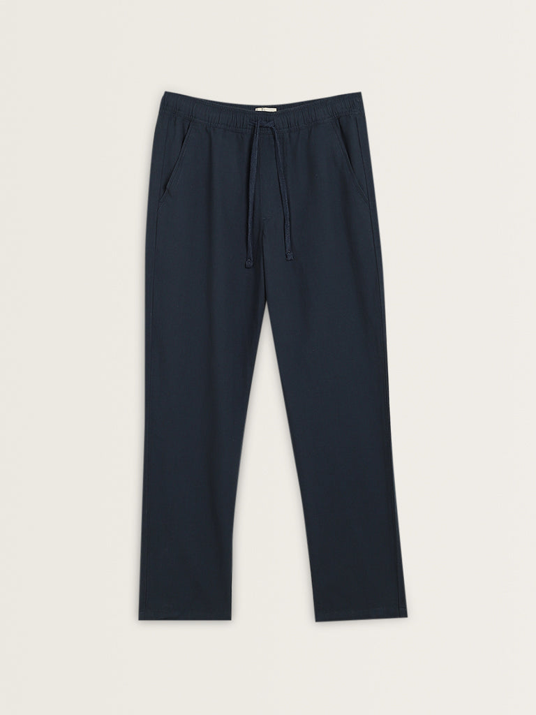 ETA Dark Blue Relaxed-Fit Mid-Rise Cotton Chinos