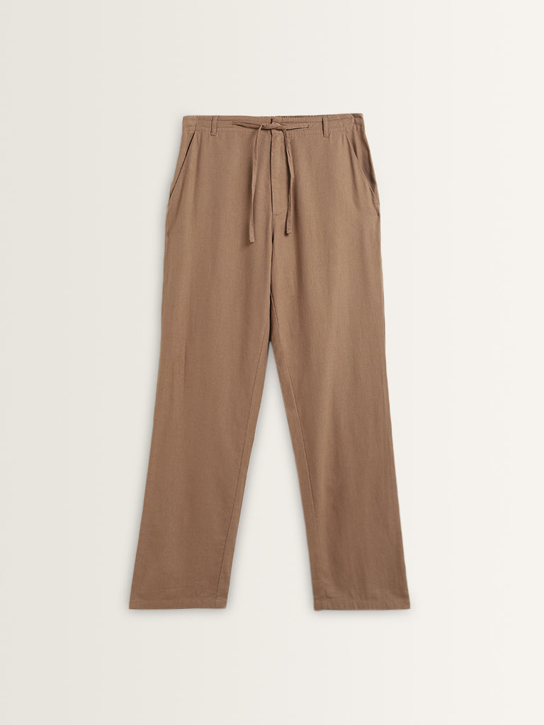 ETA Taupe Relaxed-Fit Mid-Rise Cotton Blend Chinos