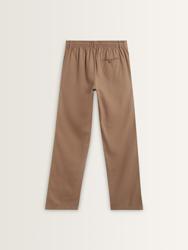 ETA Taupe Relaxed-Fit Mid-Rise Cotton Blend Chinos