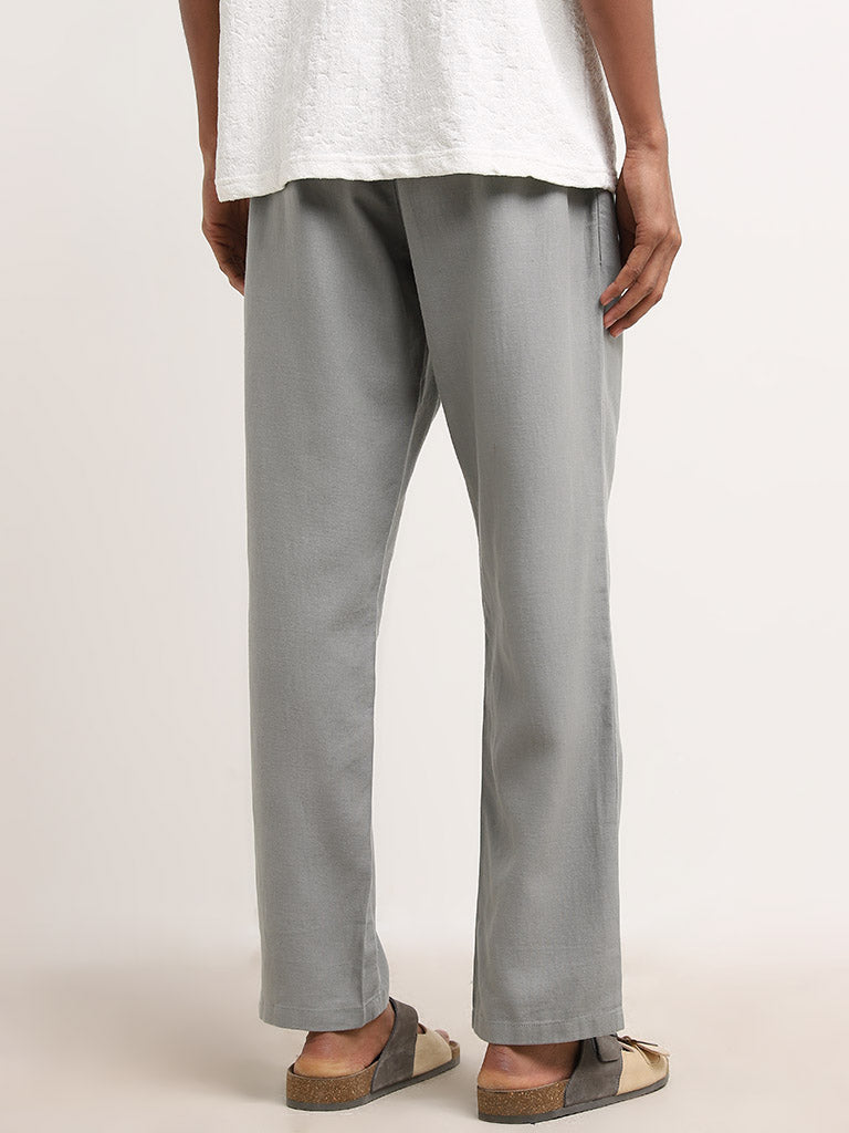 ETA Dusty Teal Relaxed-Fit Mid-Rise Cotton Blend Chinos