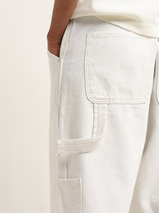 Nuon Off - White Mid - Rise Relaxed - Fit Jeans 