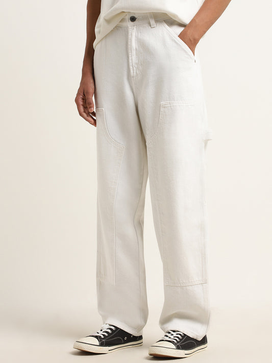 Nuon Off - White Mid - Rise Relaxed - Fit Jeans 